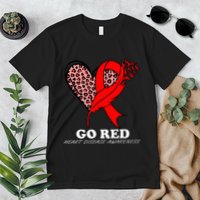 Go Red October Heart Disease Awareness Heart Leopard Ribbon Premium T-Shirt