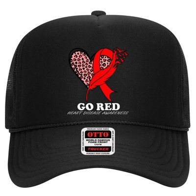 Go Red October Heart Disease Awareness Heart Leopard Ribbon Trucker Hat