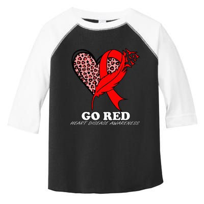 Go Red October Heart Disease Awareness Heart Leopard Ribbon Toddler Fine Jersey T-Shirt