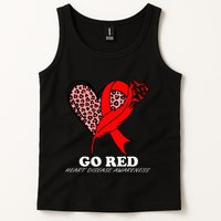 Go Red October Heart Disease Awareness Heart Leopard Ribbon Tank Top