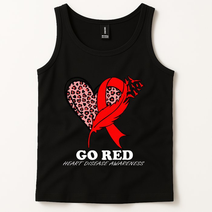 Go Red October Heart Disease Awareness Heart Leopard Ribbon Tank Top