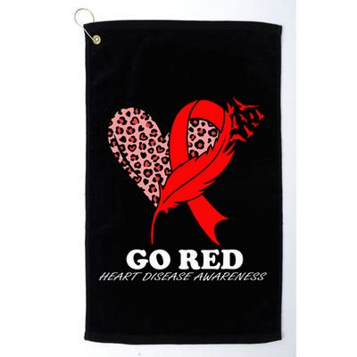 Go Red October Heart Disease Awareness Heart Leopard Ribbon Golf Towel