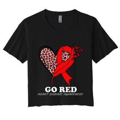 Go Red October Heart Disease Awareness Heart Leopard Ribbon Crop Top