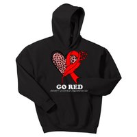 Go Red October Heart Disease Awareness Heart Leopard Ribbon Kids Hoodie