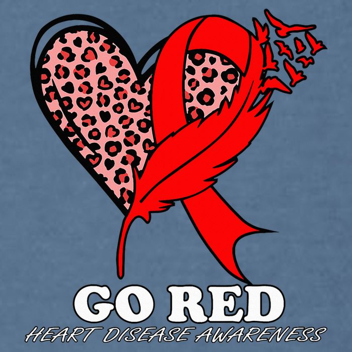 Go Red October Heart Disease Awareness Heart Leopard Ribbon Garment-Dyed Sweatshirt