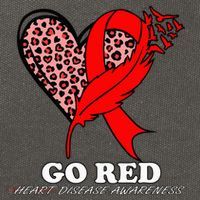 Go Red October Heart Disease Awareness Heart Leopard Ribbon Cotton Canvas Backpack