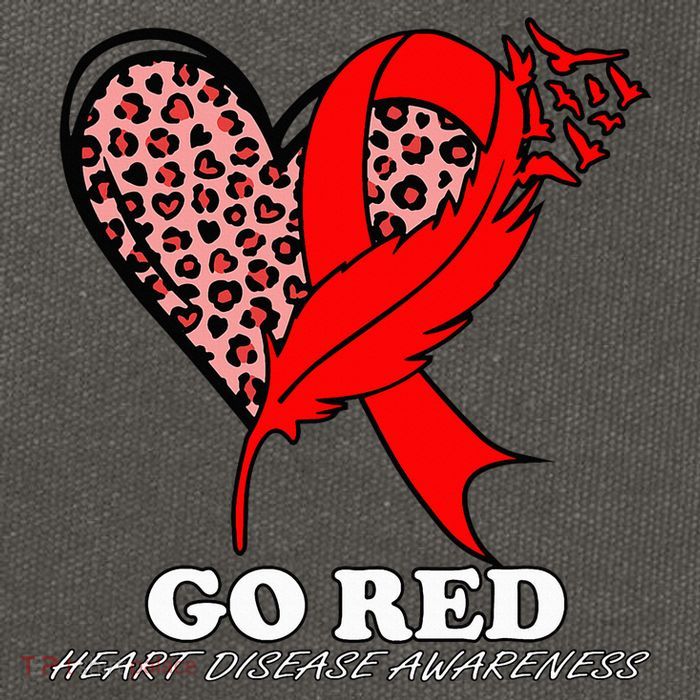 Go Red October Heart Disease Awareness Heart Leopard Ribbon Cotton Canvas Backpack