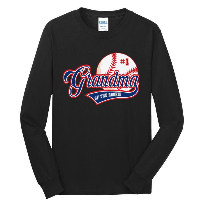 Grandma Rookie of Year 1st Birthday Baseball Theme Matching Tall Long Sleeve T-Shirt