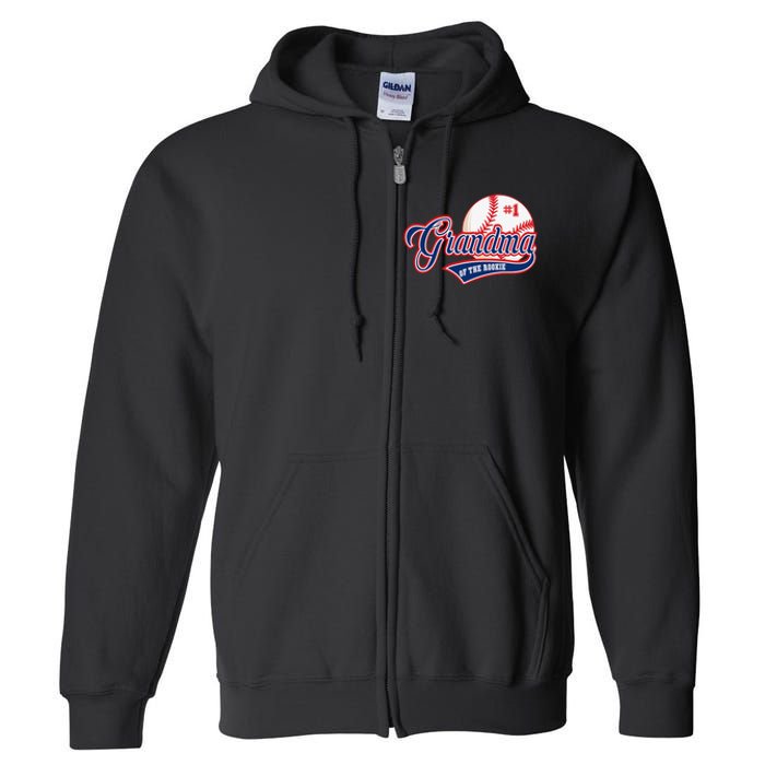 Grandma Rookie of Year 1st Birthday Baseball Theme Matching Full Zip Hoodie