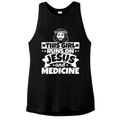 Girl Runs On Jesus And Medicine Cool Gift Ladies PosiCharge Tri-Blend Wicking Tank