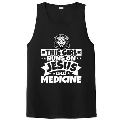 Girl Runs On Jesus And Medicine Cool Gift PosiCharge Competitor Tank