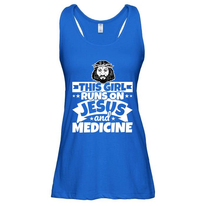 Girl Runs On Jesus And Medicine Cool Gift Ladies Essential Flowy Tank