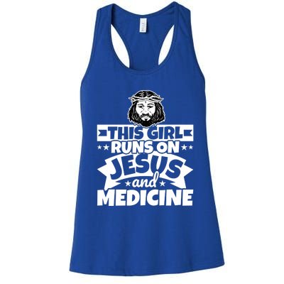 Girl Runs On Jesus And Medicine Cool Gift Women's Racerback Tank