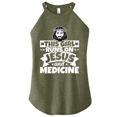 Girl Runs On Jesus And Medicine Cool Gift Women's Perfect Tri Rocker Tank