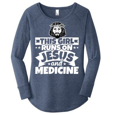 Girl Runs On Jesus And Medicine Cool Gift Women's Perfect Tri Tunic Long Sleeve Shirt