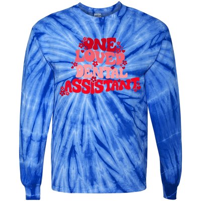 Groovy Retro One Loved Dental Assistant Happy Valentines Day Funny Gift Tie-Dye Long Sleeve Shirt