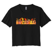 Groovy Retro Occupational Therapy Vintage Fall Leaves Autumn Women's Crop Top Tee