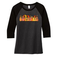 Groovy Retro Occupational Therapy Vintage Fall Leaves Autumn Women's Tri-Blend 3/4-Sleeve Raglan Shirt