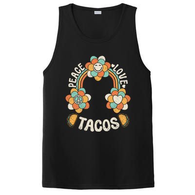 Groovy Rainbow Outfit Mexican Food Lover Peace Love Tacos PosiCharge Competitor Tank