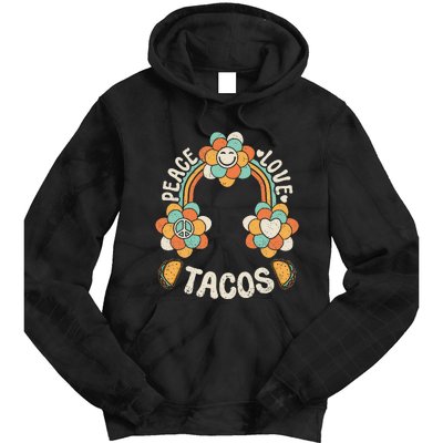 Groovy Rainbow Outfit Mexican Food Lover Peace Love Tacos Tie Dye Hoodie