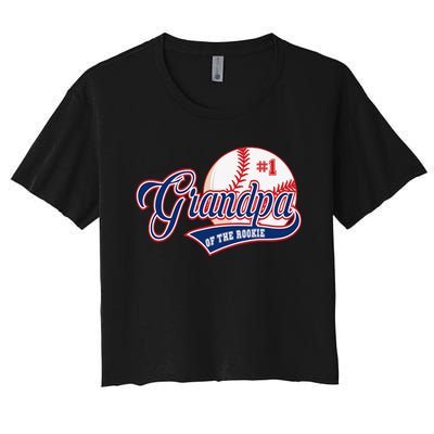 Grandpa Rookie of Year 1st Birthday Baseball Theme Matching Women's Crop Top Tee