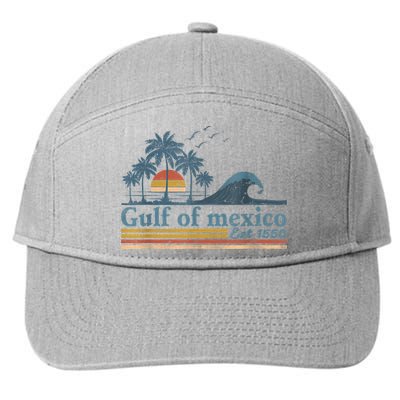 Gulf Retro Of Mexico Est 1550 Retro Vintage Beach 7-Panel Snapback Hat