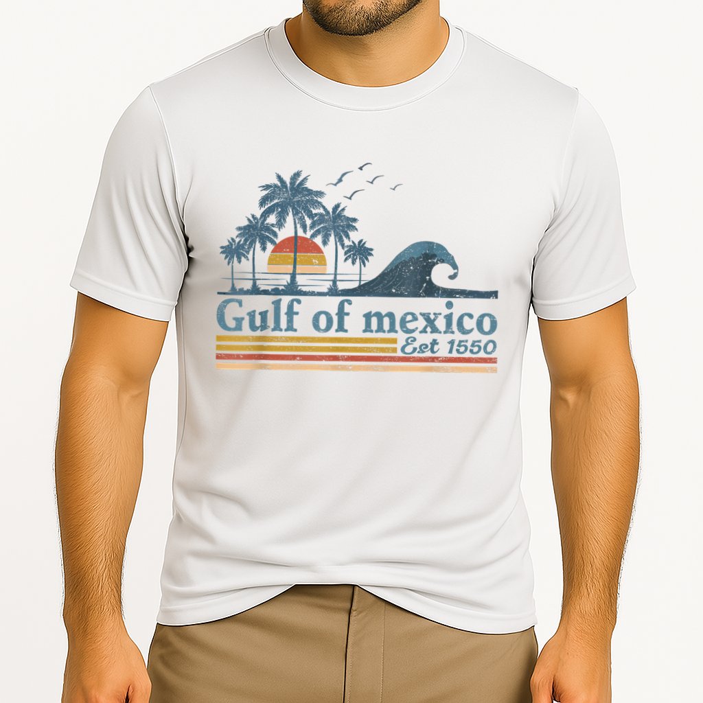 Gulf Retro Of Mexico Est 1550 Retro Vintage Beach Cooling Performance Crew T-Shirt