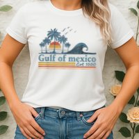 Gulf Retro Of Mexico Est 1550 Retro Vintage Beach Womens T-Shirt