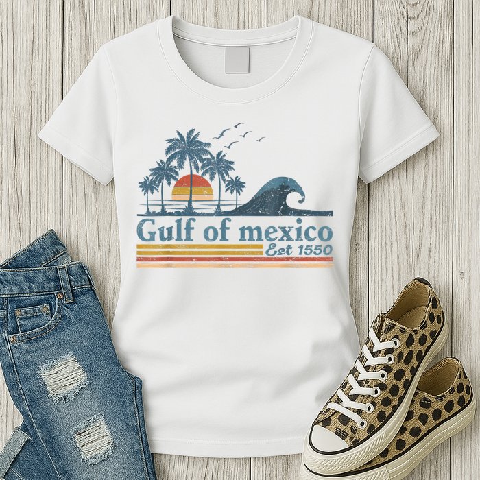 Gulf Retro Of Mexico Est 1550 Retro Vintage Beach Womens T-Shirt