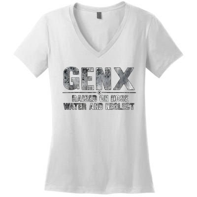 Genx Raised On Hose Water And Neglect Retro Women's V-Neck T-Shirt