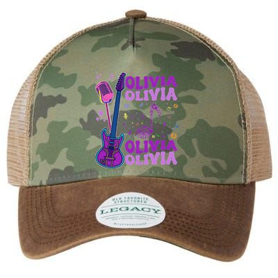 Girl Retro Olivia First Name Personalized Groovy 80S Legacy Tie Dye Trucker Hat