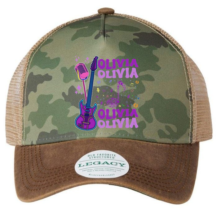 Girl Retro Olivia First Name Personalized Groovy 80S Legacy Tie Dye Trucker Hat