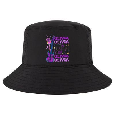 Girl Retro Olivia First Name Personalized Groovy 80S Cool Comfort Performance Bucket Hat