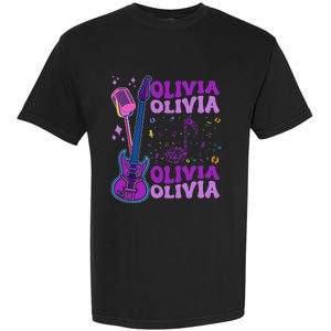 Girl Retro Olivia First Name Personalized Groovy 80S Garment-Dyed Heavyweight T-Shirt