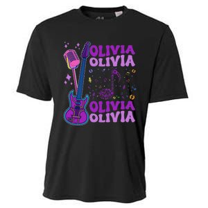 Girl Retro Olivia First Name Personalized Groovy 80S Cooling Performance Crew T-Shirt