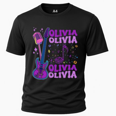 Girl Retro Olivia First Name Personalized Groovy 80S Performance Shirt