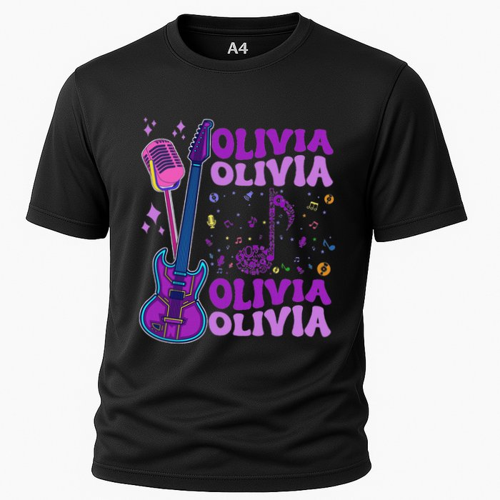 Girl Retro Olivia First Name Personalized Groovy 80S Performance Shirt