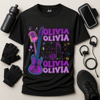 Girl Retro Olivia First Name Personalized Groovy 80S Performance Shirt