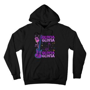 Girl Retro Olivia First Name Personalized Groovy 80S Hoodie