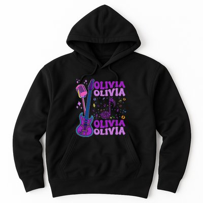 Girl Retro Olivia First Name Personalized Groovy 80S Hoodie