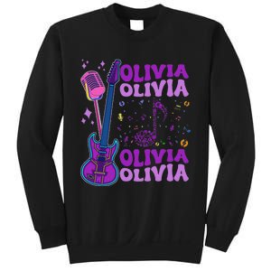 Girl Retro Olivia First Name Personalized Groovy 80S Sweatshirt