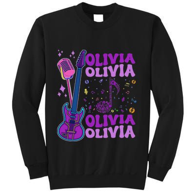 Girl Retro Olivia First Name Personalized Groovy 80S Sweatshirt