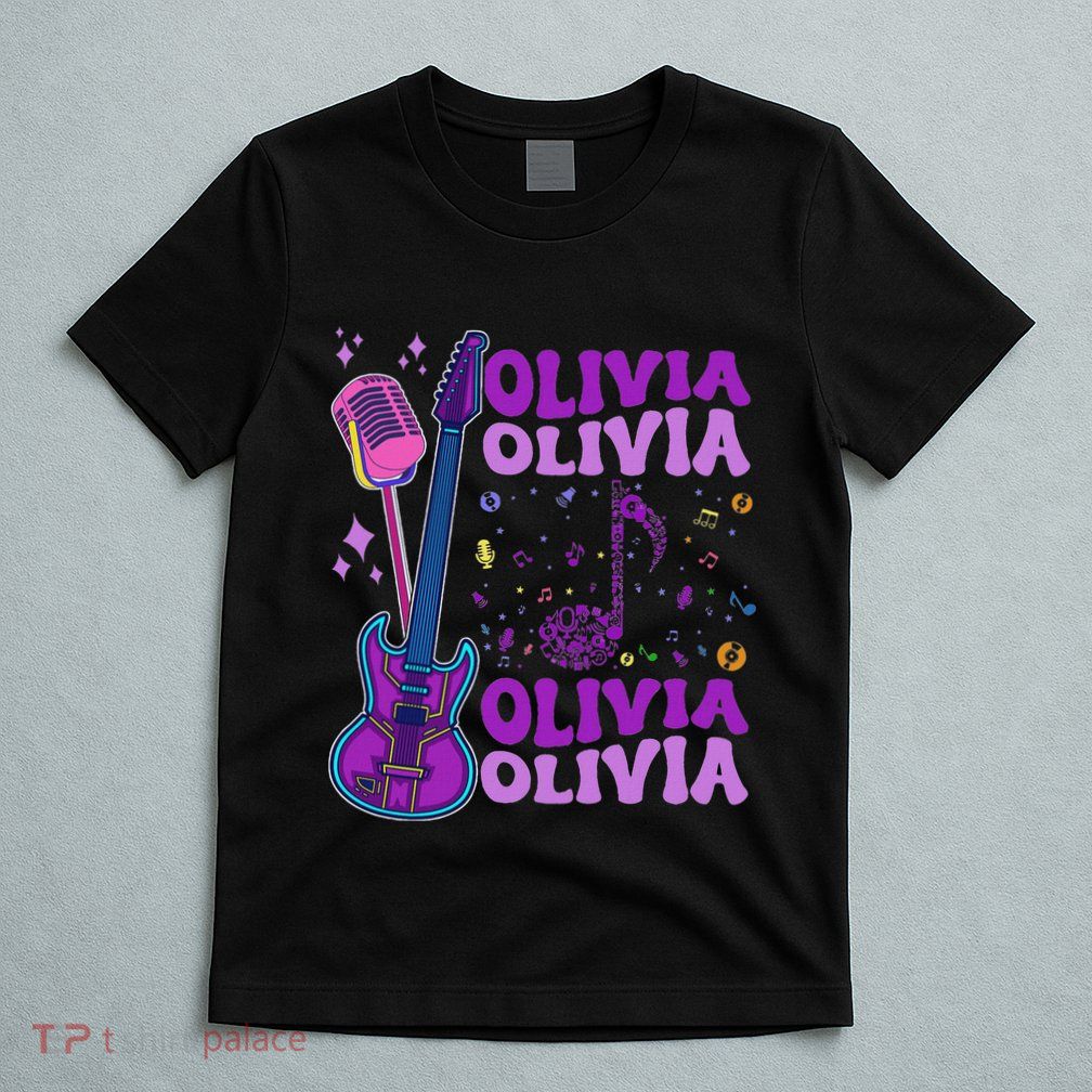Girl Retro Olivia First Name Personalized Groovy 80S T-Shirt