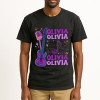 Girl Retro Olivia First Name Personalized Groovy 80S Tall T-Shirt