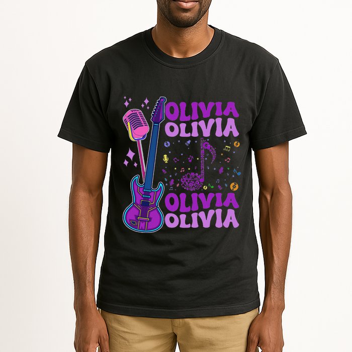 Girl Retro Olivia First Name Personalized Groovy 80S Tall T-Shirt