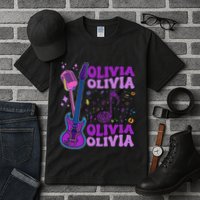 Girl Retro Olivia First Name Personalized Groovy 80S Tall T-Shirt