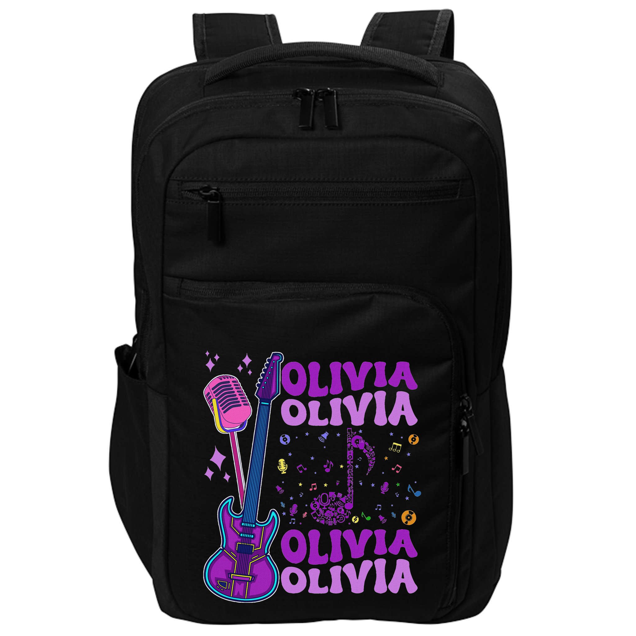 Girl Retro Olivia First Name Personalized Groovy 80S Impact Tech Backpack