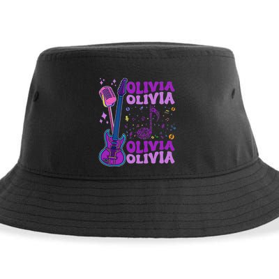 Girl Retro Olivia First Name Personalized Groovy 80S Sustainable Bucket Hat