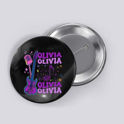 Girl Retro Olivia First Name Personalized Groovy 80S Button
