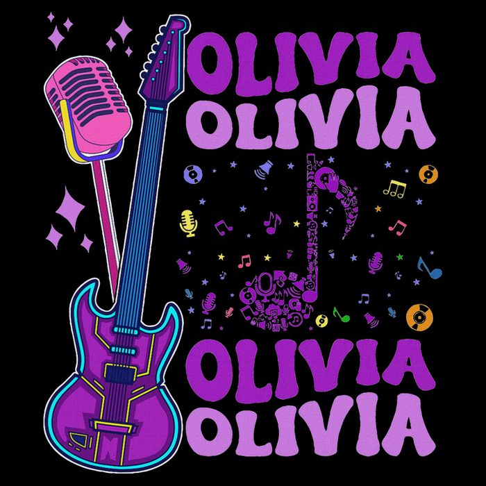 Girl Retro Olivia First Name Personalized Groovy 80S Button